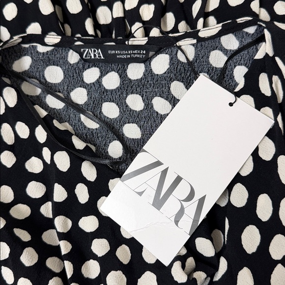 Zara Black & White Polka Dot Mini Dress - Picture 3 of 9